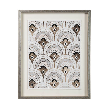 Deco Patterning IV by Victoria Barnes Hand Embellished Textured Framed Art Print Matted under Glass by Mercana at Eve Furniture