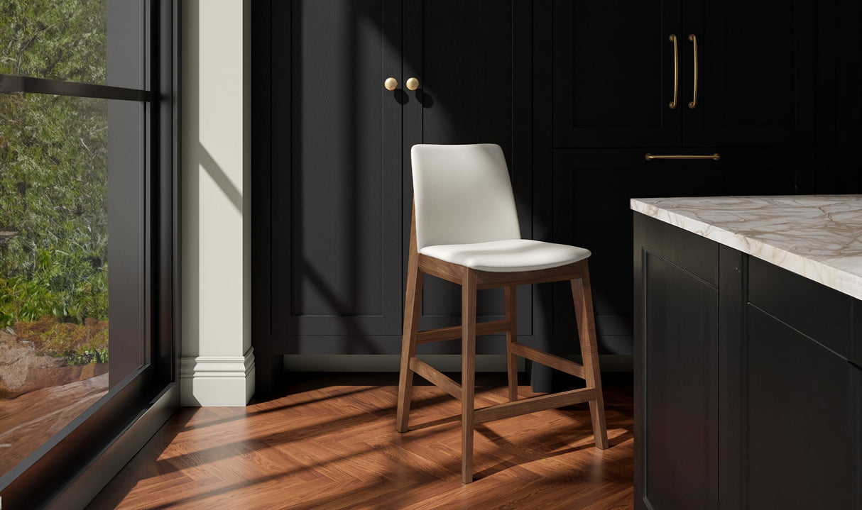 Deco Walnut Counter Stool White PVC by Moe's Home at Eve Furniture