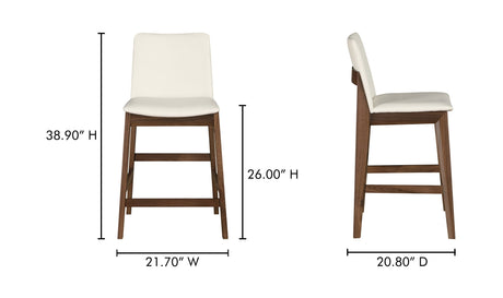 Deco Walnut Counter Stool White PVC by Moe's Home at Eve Furniture