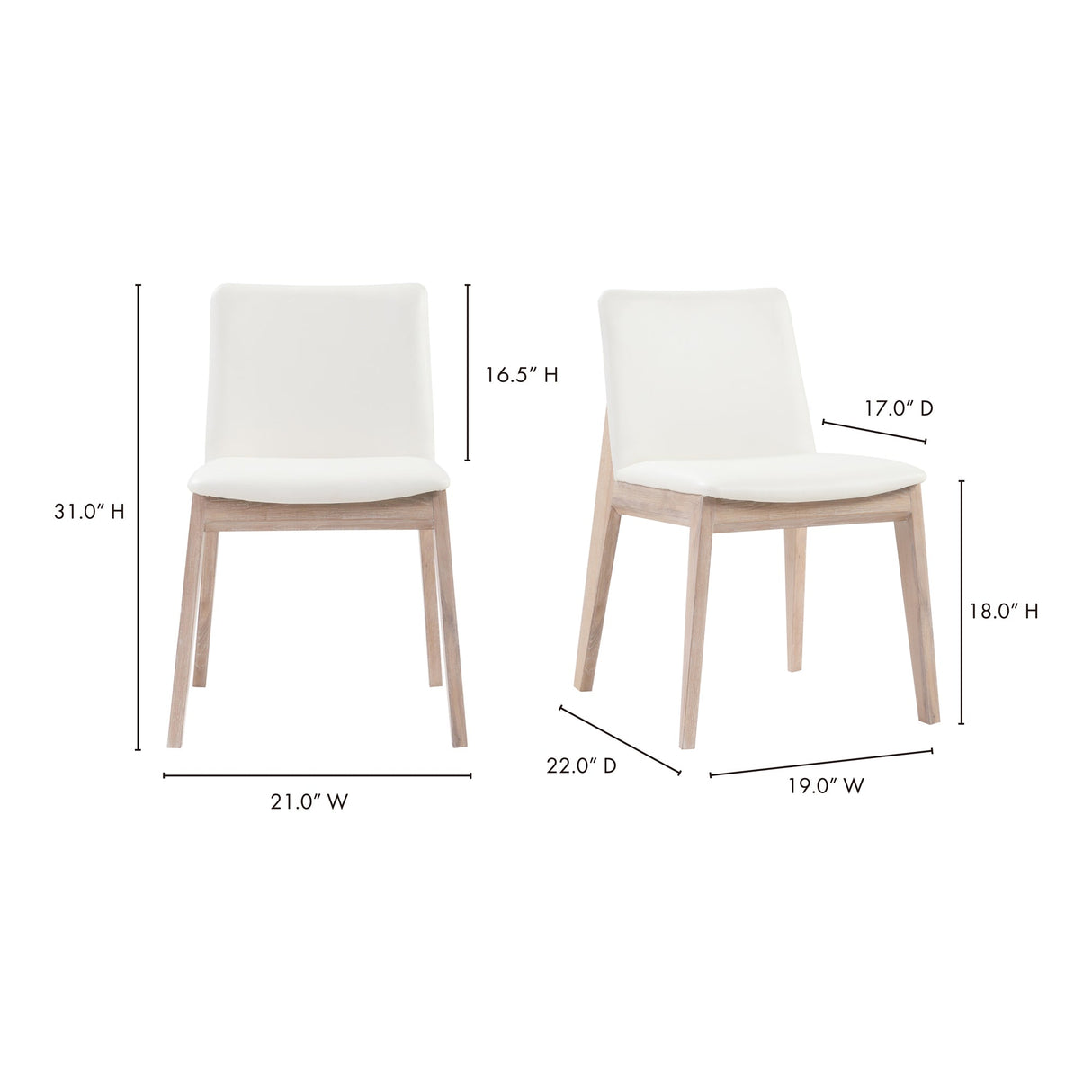 Deco White Dining Chair Cream (Set of 2) by Moe's Home at Eve Furniture