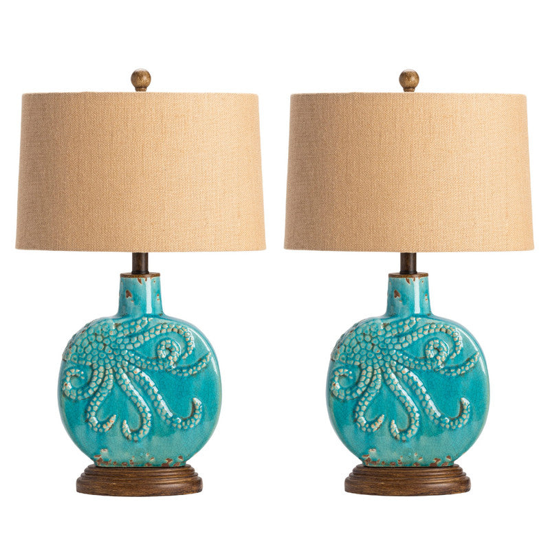 Deep Ocean Blue Table Lamp (Set of 2) by Crestview at Eve Furniture