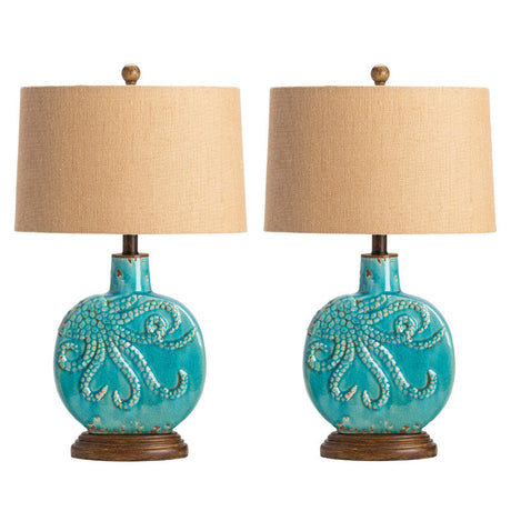 Deep Ocean Blue Table Lamp (Set of 2) by Crestview at Eve Furniture