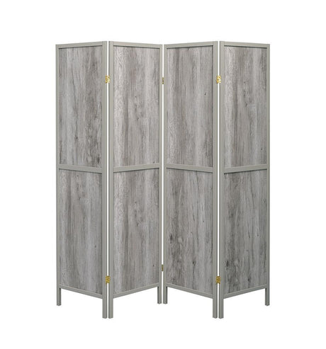 Deepika Gray Driftwood 4-Panel Folding Screen by Coaster at Eve Furniture
