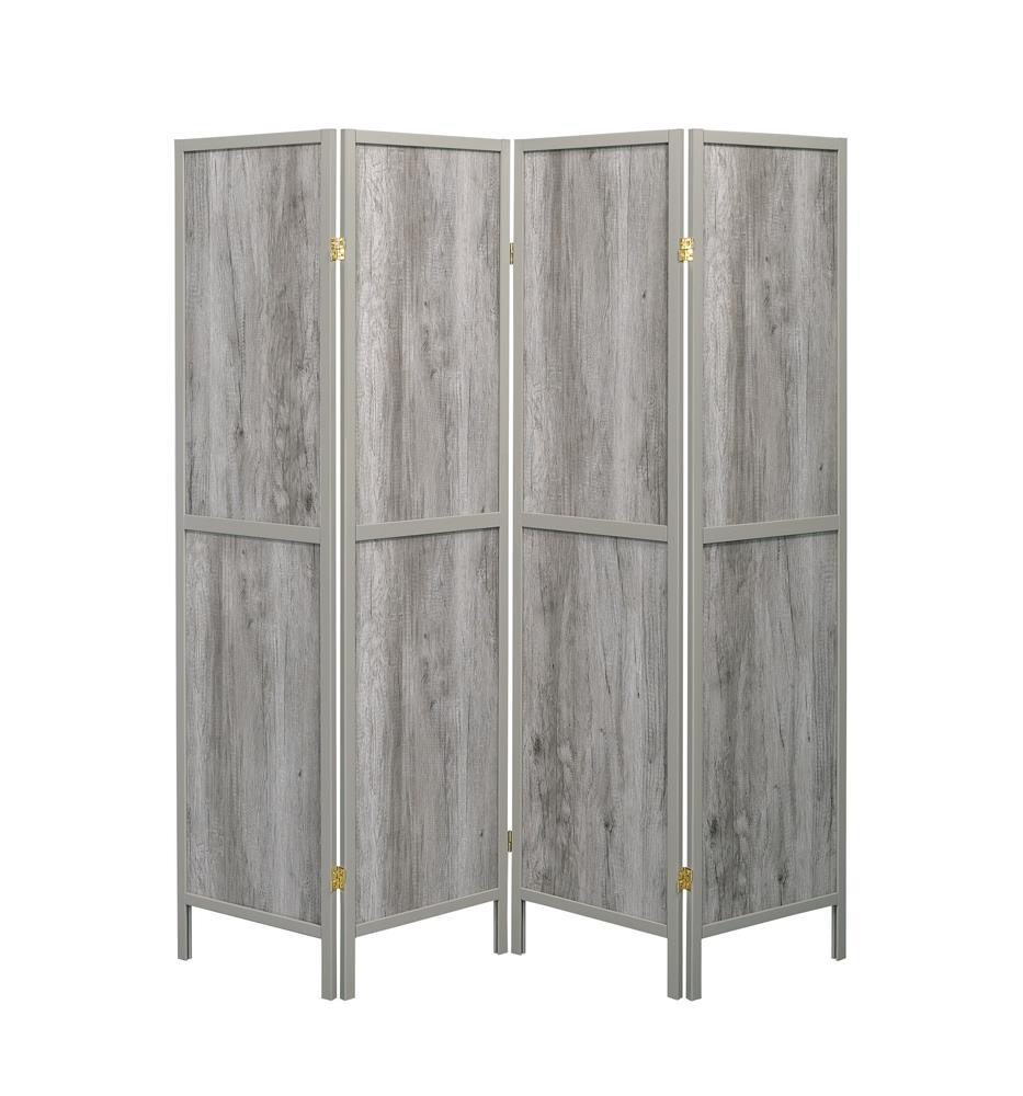 Deepika Gray Driftwood 4-Panel Folding Screen by Coaster at Eve Furniture