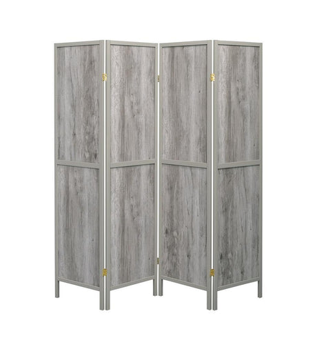 Deepika Gray Driftwood 4-Panel Folding Screen by Coaster at Eve Furniture