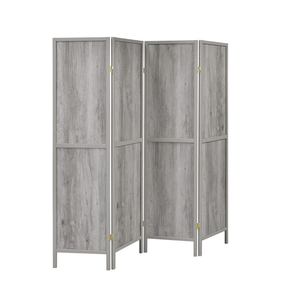 Deepika Gray Driftwood 4-Panel Folding Screen by Coaster at Eve Furniture