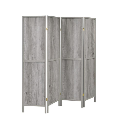 Deepika Gray Driftwood 4-Panel Folding Screen by Coaster at Eve Furniture
