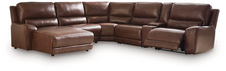 Deepwakes Canyon 6-Piece Power Reclining Sectional with Chaise by Ashley at Eve Furniture