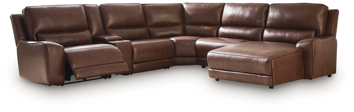 Deepwakes Canyon 6-Piece Power Reclining Sectional with Chaise by Ashley at Eve Furniture