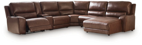 Deepwakes Canyon 6-Piece Power Reclining Sectional with Chaise by Ashley at Eve Furniture