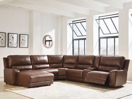 Deepwakes Canyon 6-Piece Power Reclining Sectional with Chaise by Ashley at Eve Furniture