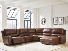 Deepwakes Canyon 6-Piece Power Reclining Sectional with Chaise by Ashley at Eve Furniture