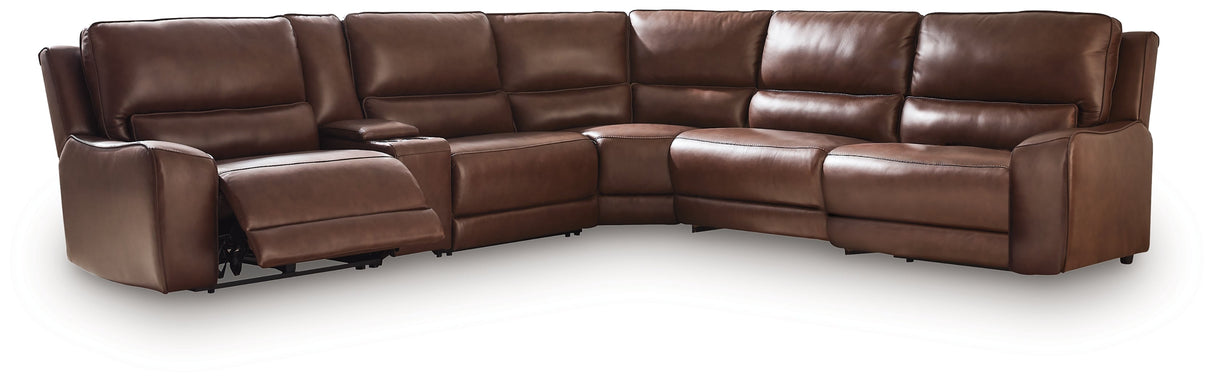 Deepwakes Canyon 6-Piece Reclining Sectional with Storage Console by Ashley at Eve Furniture