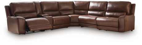 Deepwakes Canyon 6-Piece Reclining Sectional with Storage Console by Ashley at Eve Furniture