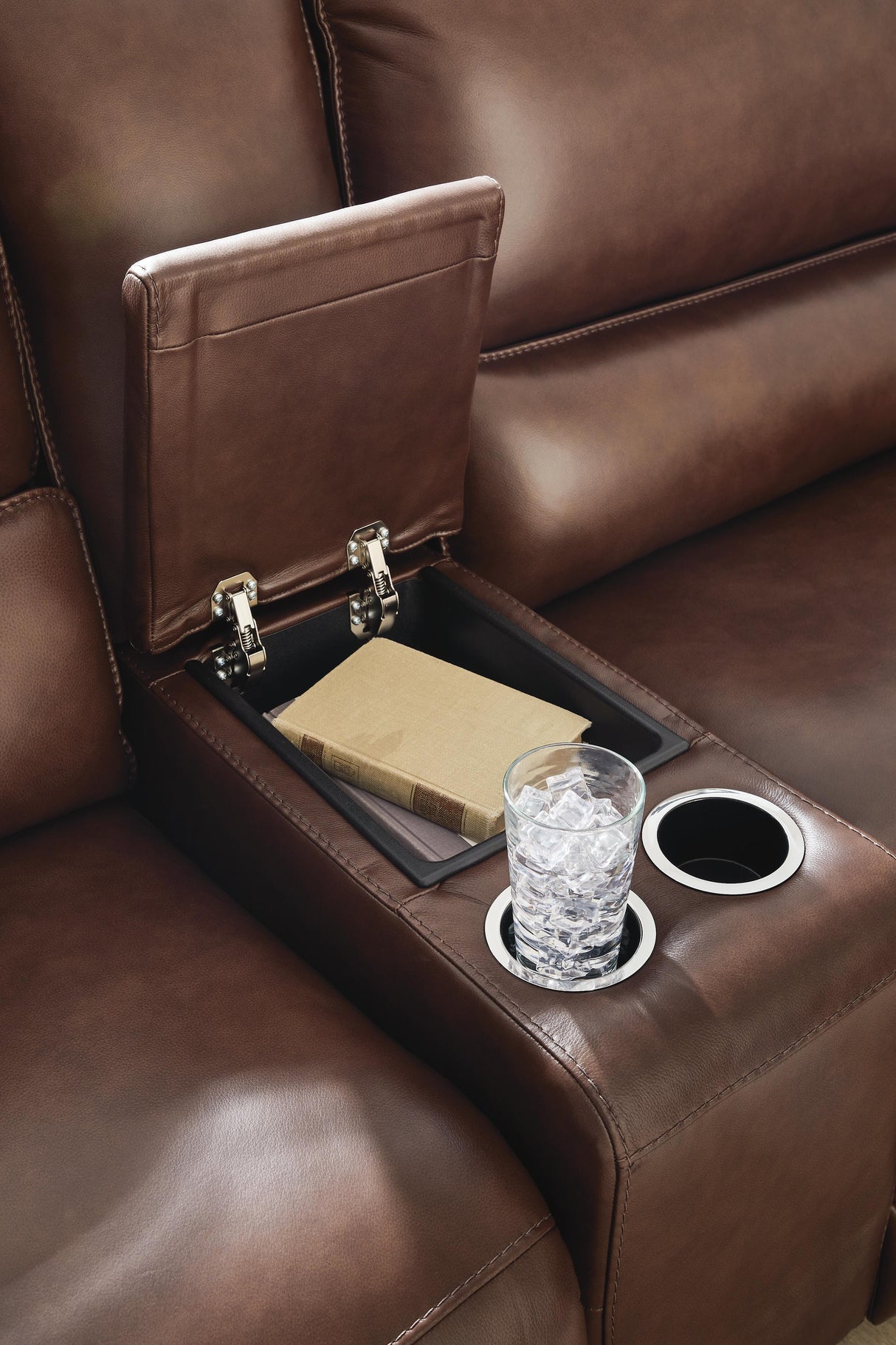 DeepWakes Canyon 7-Piece Reclining Sectional with Chaise and Storage Consoles by Ashley at Eve Furniture