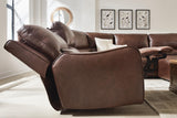 DeepWakes Canyon 7-Piece Reclining Sectional with Chaise and Storage Consoles by Ashley at Eve Furniture