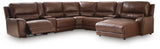 DeepWakes Canyon 7-Piece Reclining Sectional with Chaise and Storage Consoles by Ashley at Eve Furniture