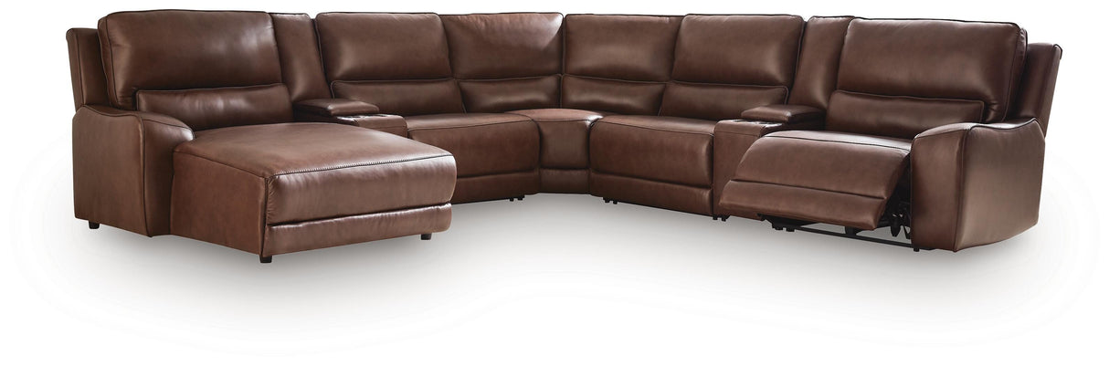 DeepWakes Canyon 7-Piece Reclining Sectional with Chaise and Storage Consoles by Ashley at Eve Furniture