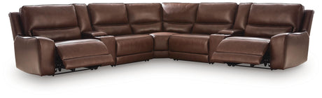 DeepWakes Canyon 7-Piece Reclining Sectional with Storage Consoles by Ashley at Eve Furniture