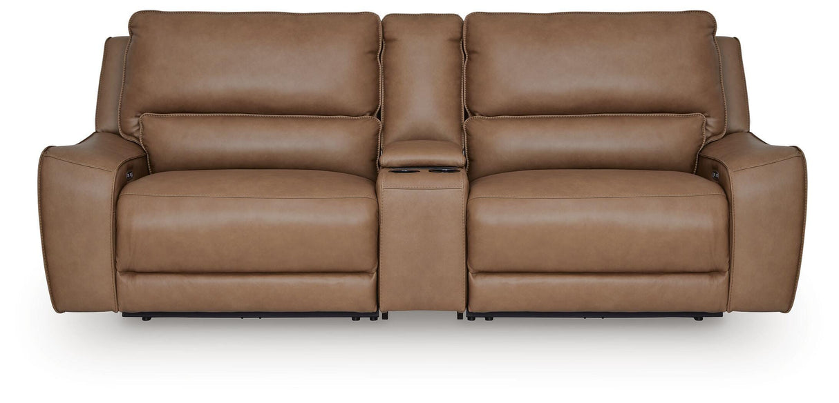 DeepWakes Caramel 3-Piece Power Reclining Sectional by Ashley at Eve Furniture