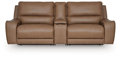 DeepWakes Caramel 3-Piece Power Reclining Sectional by Ashley at Eve Furniture