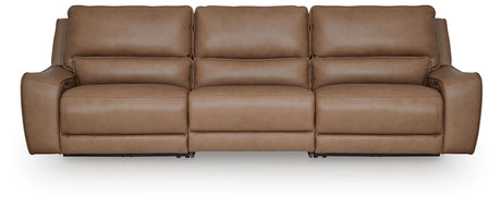 DeepWakes Caramel 3-Piece Power Reclining Sectional by Ashley at Eve Furniture