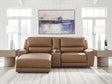 Deepwakes Caramel 3-Piece Power Reclining Sectional with Left Chaise by Ashley at Eve Furniture