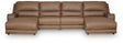 DeepWakes Caramel 4-Piece Reclining Sectional with Double Chaise by Ashley at Eve Furniture