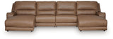 DeepWakes Caramel 4-Piece Reclining Sectional with Double Chaise by Ashley at Eve Furniture