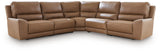 Deepwakes Caramel 5-Piece Power Reclining Sectional by Ashley at Eve Furniture