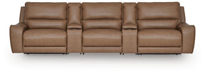 DeepWakes Caramel 5-Piece Power Reclining Sectional by Ashley at Eve Furniture