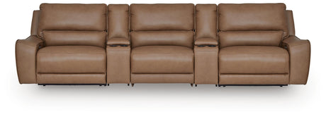 DeepWakes Caramel 5-Piece Power Reclining Sectional by Ashley at Eve Furniture