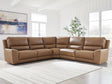 Deepwakes Caramel 5-Piece Power Reclining Sectional by Ashley at Eve Furniture