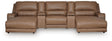 DeepWakes Caramel 5-Piece Power Reclining Sectional with Chaise by Ashley at Eve Furniture