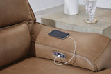 DeepWakes Caramel 5-Piece Reclining Sectional with Storage Consoles by Ashley at Eve Furniture