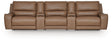 DeepWakes Caramel 5-Piece Reclining Sectional with Storage Consoles by Ashley at Eve Furniture