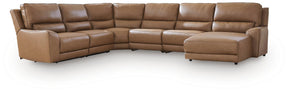 DeepWakes Caramel 6-Piece Reclining Sectional with Chaise by Ashley at Eve Furniture
