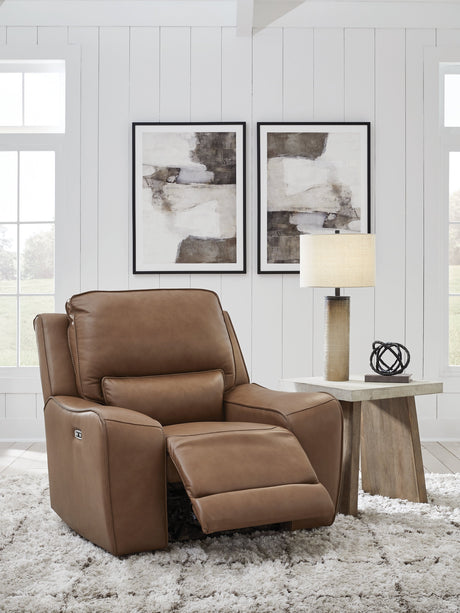 Deepwakes Caramel Power Recliner by Ashley at Eve Furniture