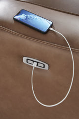 DeepWakes Caramel Power Reclining Loveseat with Console by Ashley at Eve Furniture