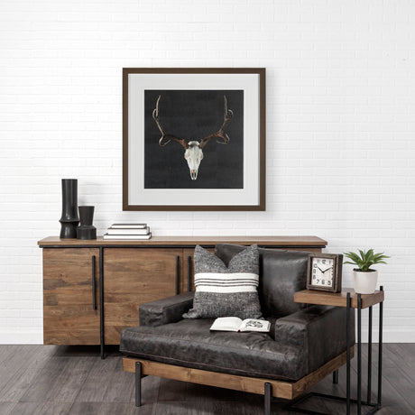 Deer Skull by Chris Dunker a Hand Embelished Textured Framed Art Print Matted under Glass by Mercana at Eve Furniture
