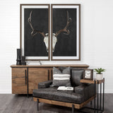 Deer Skull-L by Chris Dunker a Hand Embellished Textured Framed Art Print Matted under Glass by Mercana at Eve Furniture