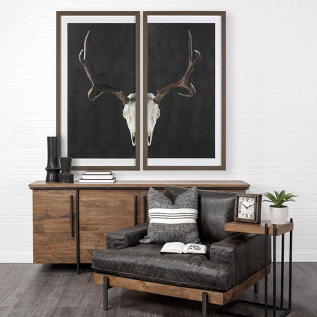 Deer Skull-L by Chris Dunker a Hand Embellished Textured Framed Art Print Matted under Glass by Mercana at Eve Furniture