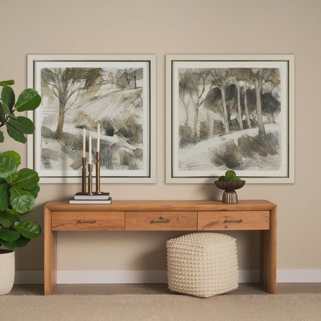 Deer Trail I by Mercana Studio Hand Embelished Textured Framed Artwork Matted under Glass by Mercana at Eve Furniture