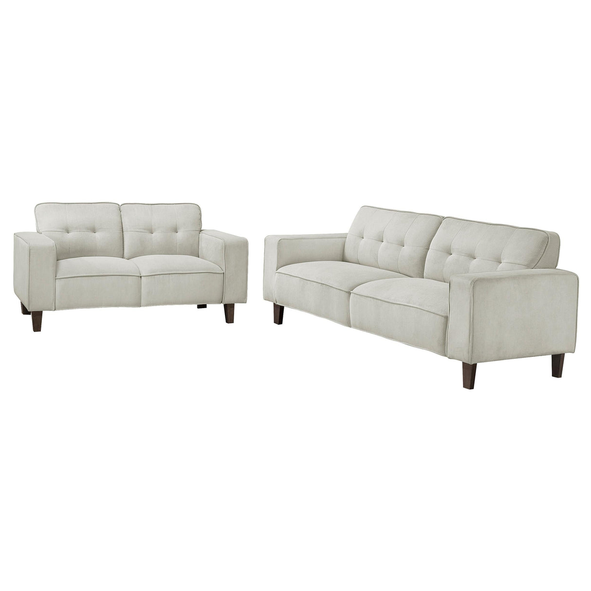 Deerhurst 2-piece Upholstered Tufted Track Arm Sofa Set Beige