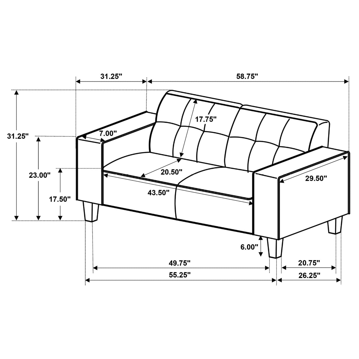 Deerhurst 2-piece Upholstered Tufted Track Arm Sofa Set Beige