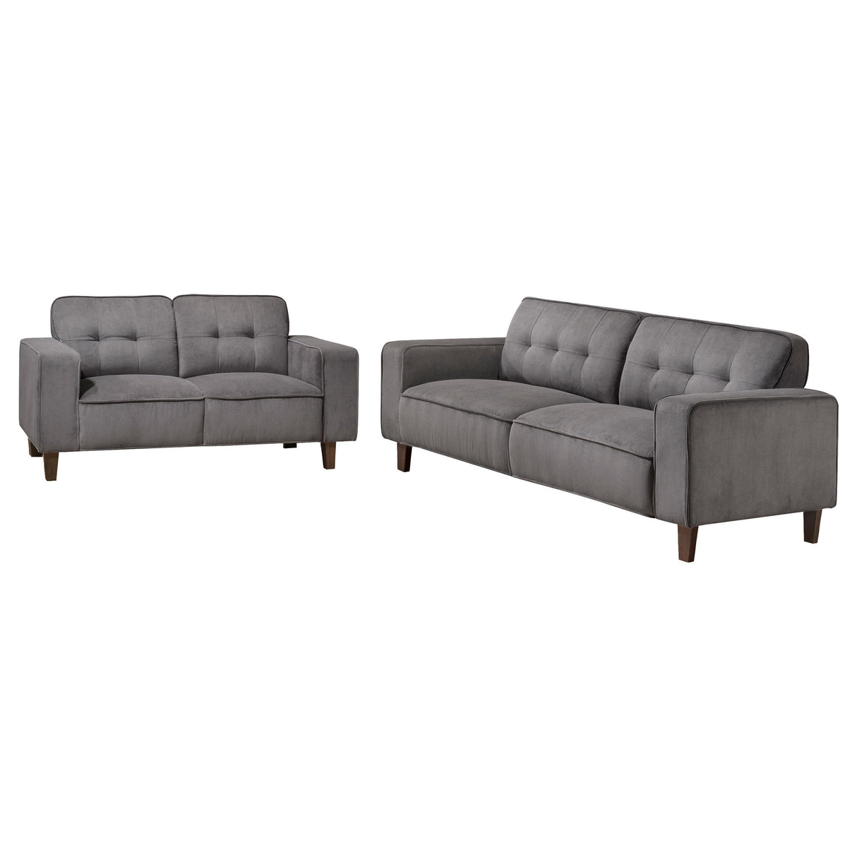 Deerhurst 2-piece Upholstered Tufted Track Arm Sofa Set Charcoal