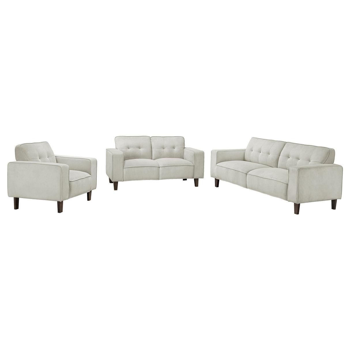 Deerhurst 3-piece Upholstered Tufted Track Arm Sofa Set Beige