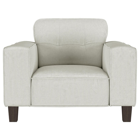 Deerhurst Beige Upholstered Tufted Track Arm Accent Chair by Coaster at Eve Furniture