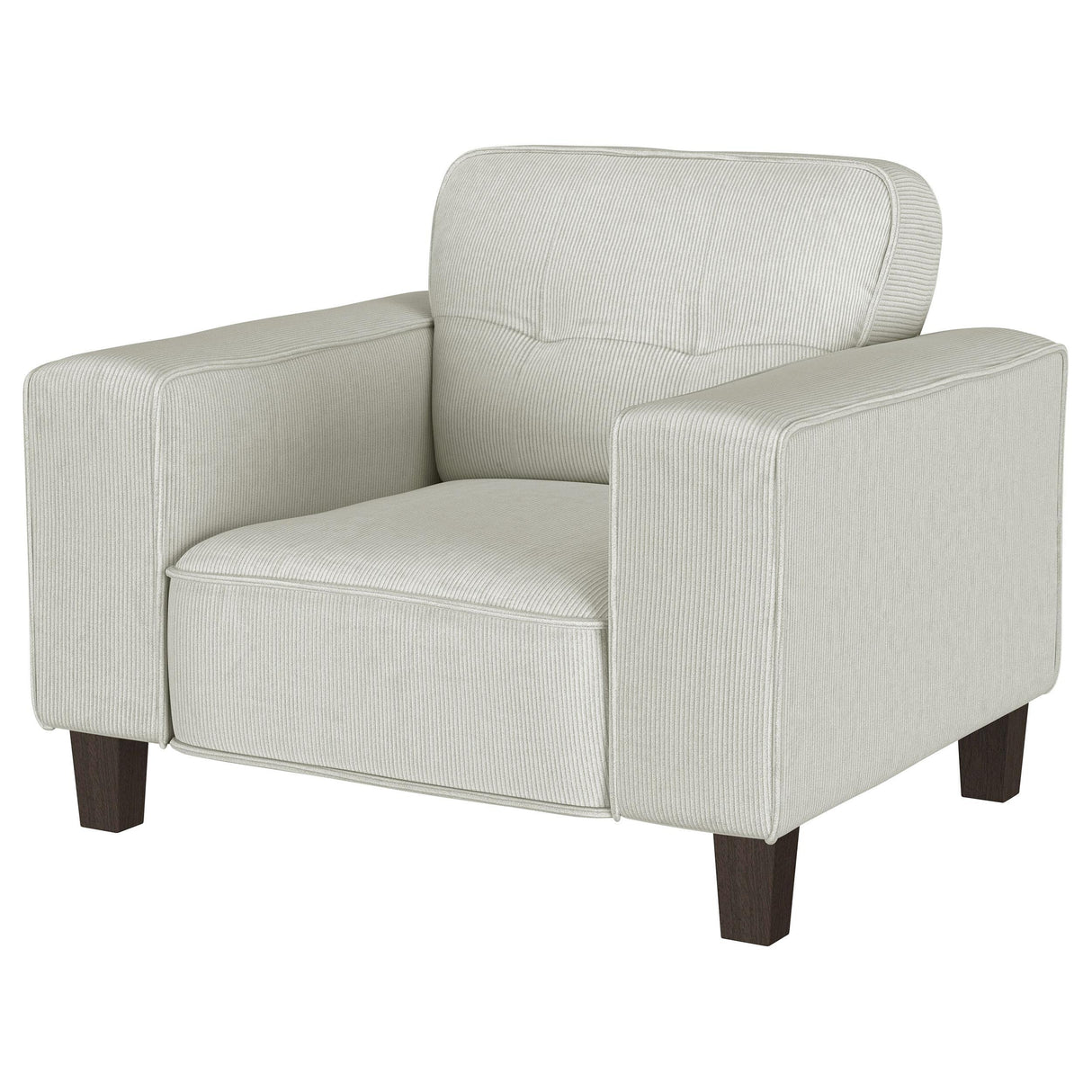 Deerhurst Beige Upholstered Tufted Track Arm Accent Chair by Coaster at Eve Furniture