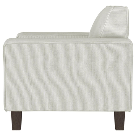 Deerhurst Beige Upholstered Tufted Track Arm Accent Chair by Coaster at Eve Furniture